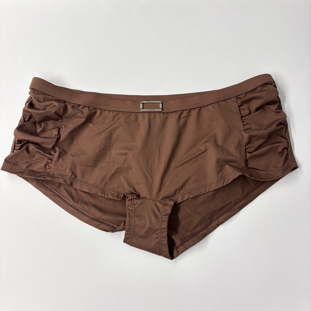 Panache Womens Swimwear Illusion Bikini Shorts 16 Mocha Brown Ruched SW0204
